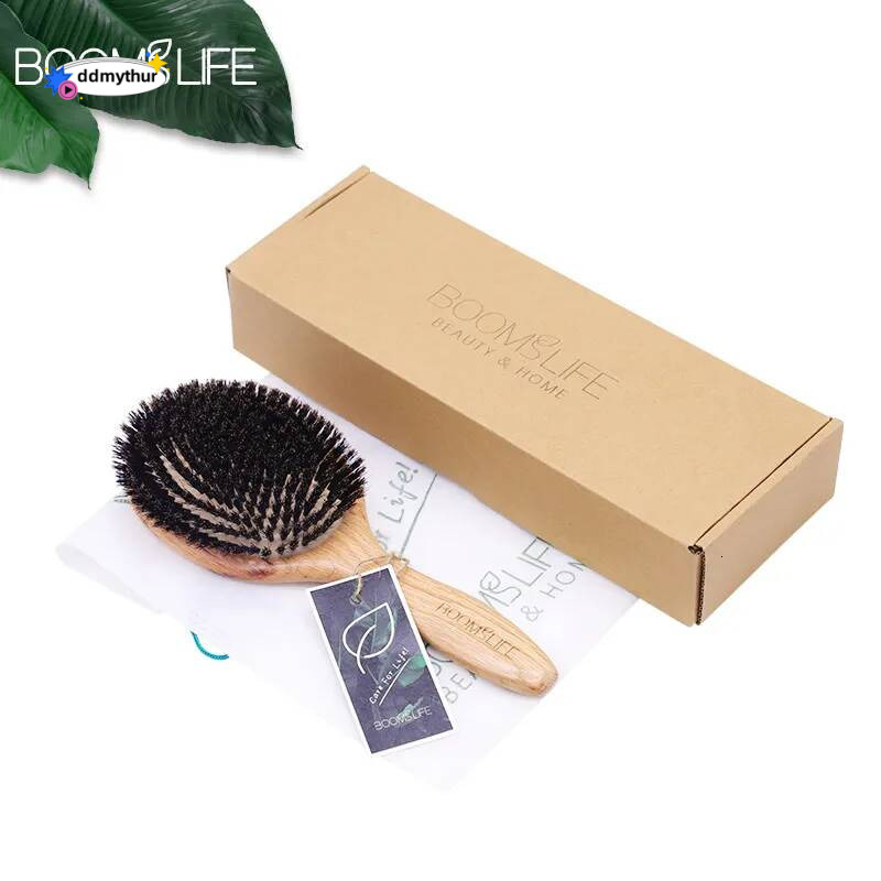 Boar Bristle Women Combs for Wood HairBrush Detangle Straightener Brush Hair Comb Barber Accessories ddmythur