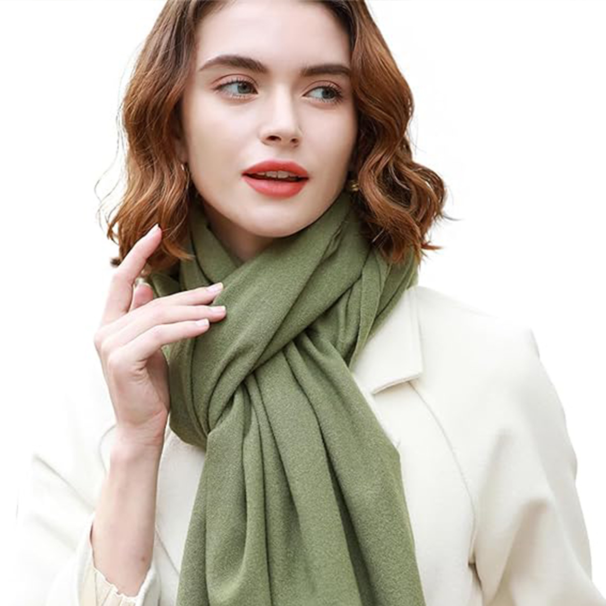 K674 Factory direct sale solid color imitation cashmere shawl scarf large size winter warm soft short beard shawl evening dress scarf