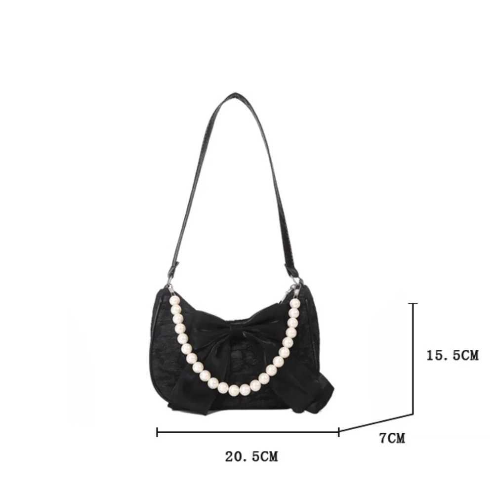 Pearl Bow Handbag Fashion Canvas Crossbody Bags For Women 2024 Trend Shoulder Bag Phone Key Coin Storage Purses Z250512