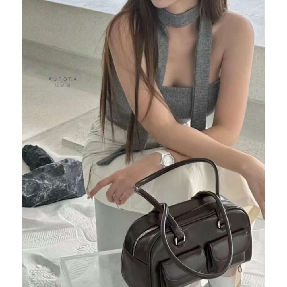 Yebuni Korean niche Yoon jin same style dizziness needle bowling Boston bag one shoulder armpit for women chubby