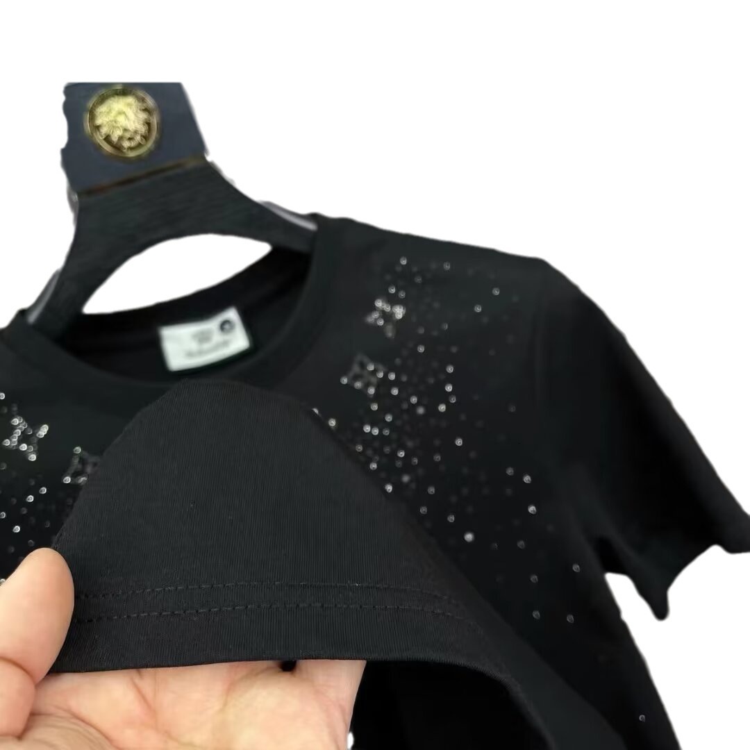 2025 New Cotton Men's T-shirt All Star Diamond Stamping Letter Short Top Designer Fashion Internet Celebrity Summer Loose Top Half Sleeve T-shirt