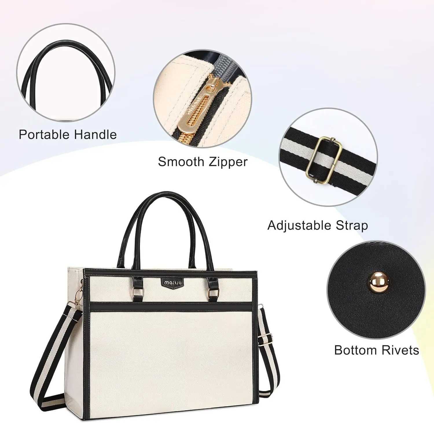 Laptop Bag Canvas Tote Bags Casual Travel Womens Handbag 15.6 inch Laptop Shoulder Messenger Briefcase for Office Work College Z250509