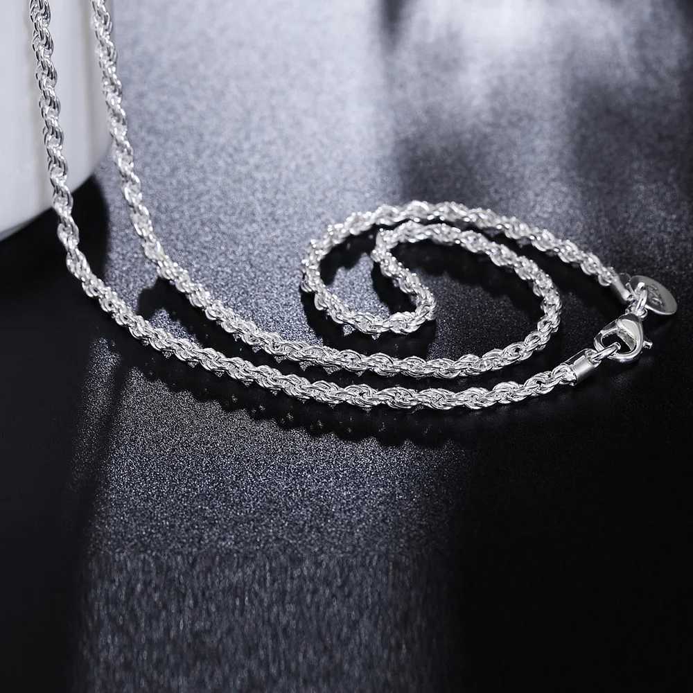 Hot new 925 Sterling Silver Beautifully 3MM twisted rope chain 16/18/20/22/24 Inch Necklace for Women Fashion Jewelry party GiftXJ250510