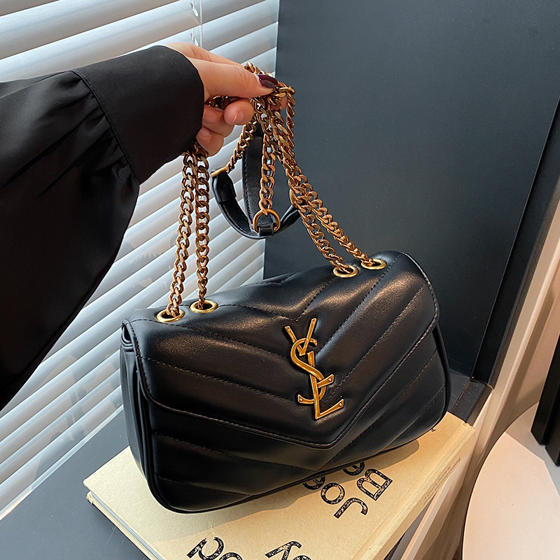 2025 Designer Luxury Chain Bag Women's Embroidered Grid Crossbody Shoulder Bag Fashion Versatile