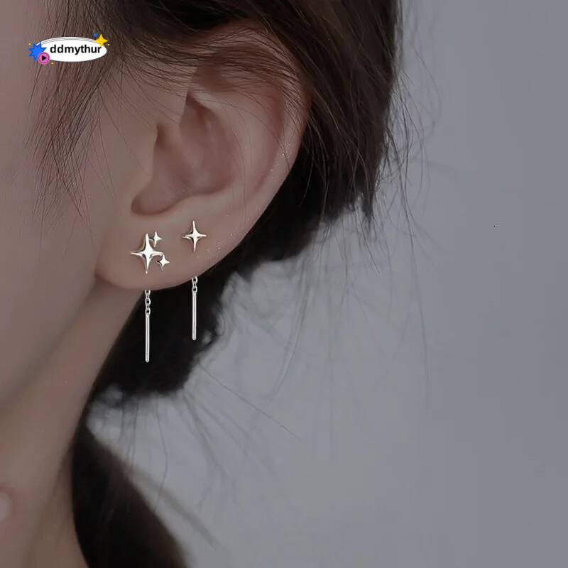 Ventfille Sterling Sier Star Earring for Women Girl Simple Tassels Chain Fashion Office Jewelry Gift Dropshipping ddmythur