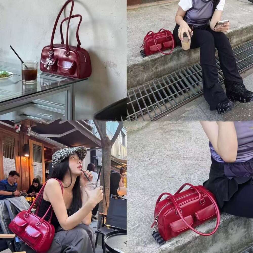 Yebuni Korean niche Yoon jin same style dizziness needle bowling Boston bag one shoulder armpit for women chubby