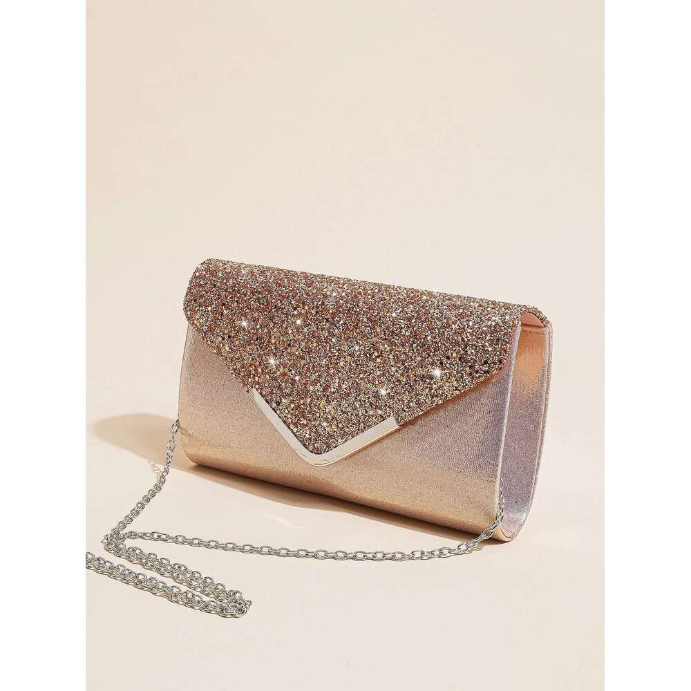Dinner Bag Women Evening Envelope Handbag Prom Sequin Clutch Purse Chain Shoulder Cross Body Bag For Party KQ