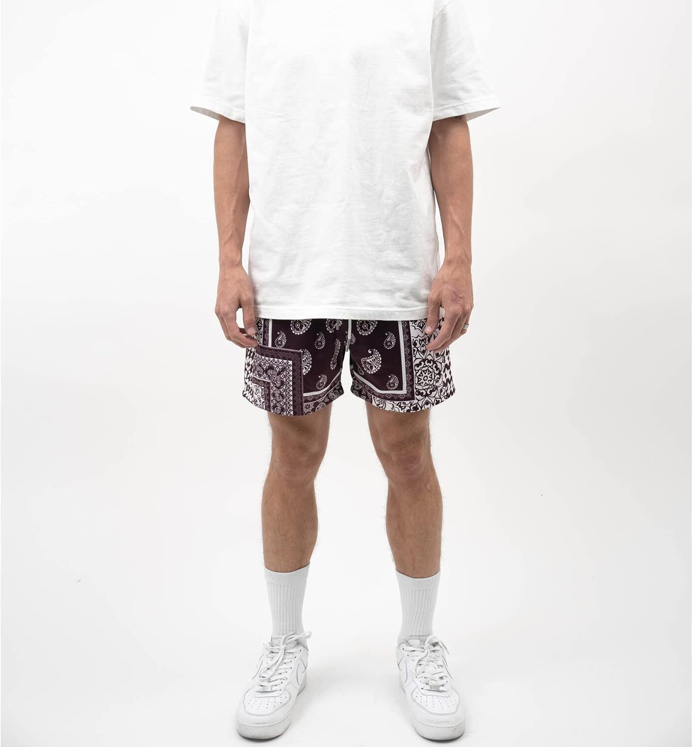 Mens Mesh Paisley Shorts, Casual Retro Graphic Shorts, Athletic Running Gym Shorts for Men Fashion patterns
