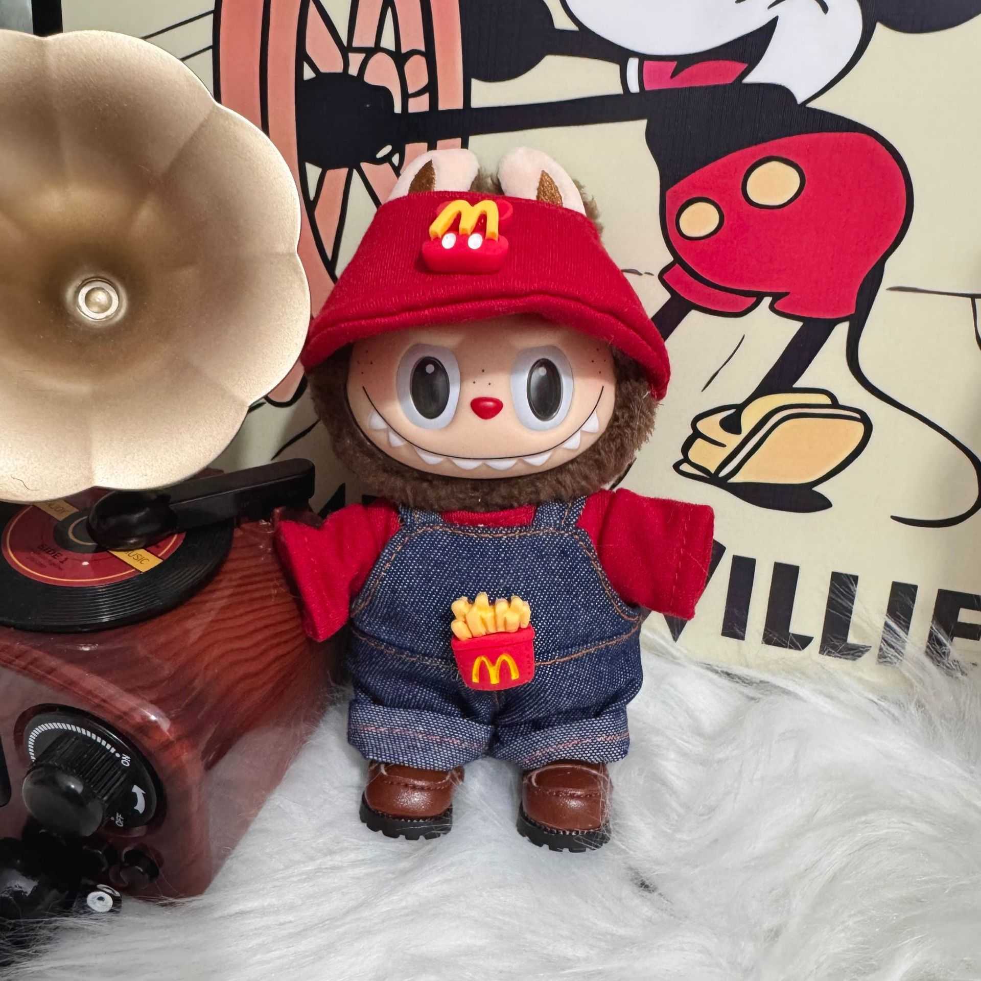 70% off wholesale First and Second Generation 17cm Labubu McDonalds Set Sitting Party Baby Clothes Doll Replacement 10A Quality Online