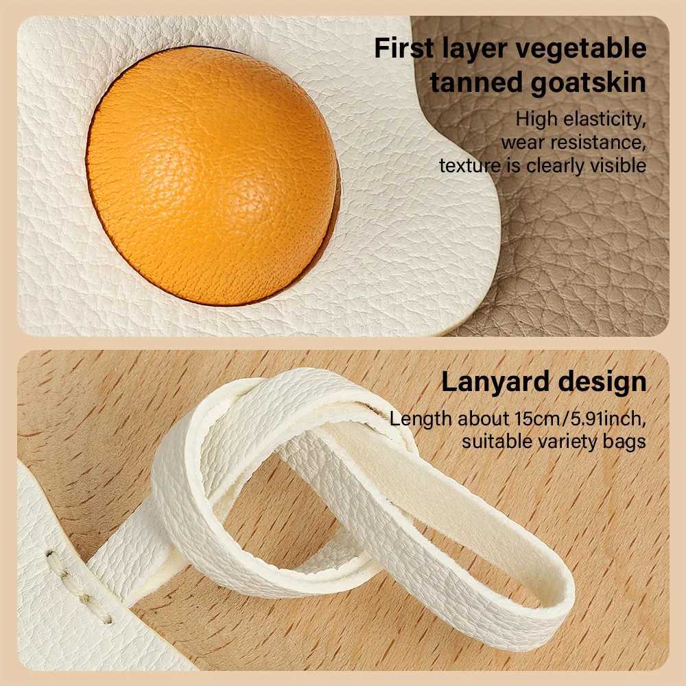 Handmade Genuine Leather Bag Charm Sun Egg Keychain Purse Charms Bag Pendant for Handbags Gift Bag Accessories Charms Z250509