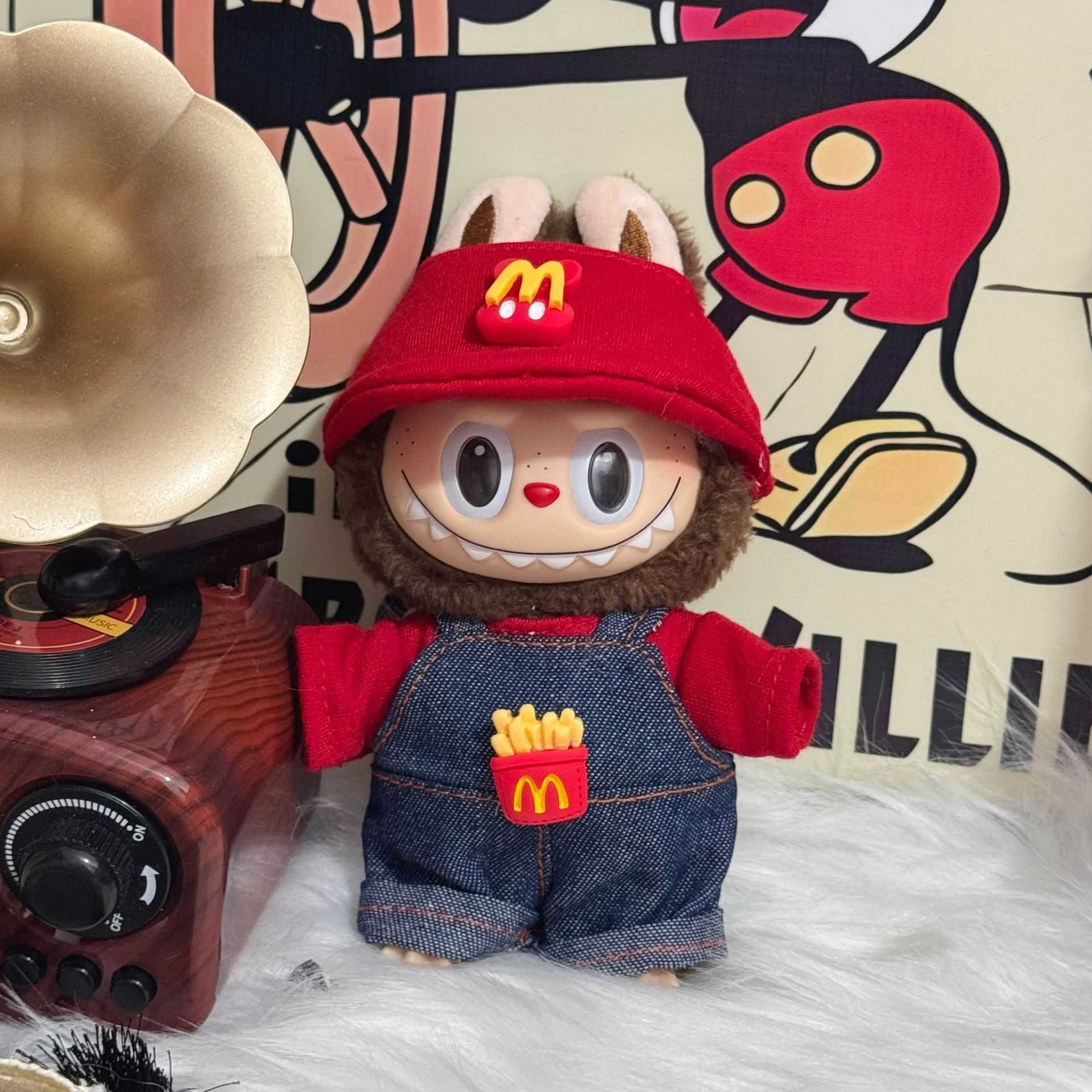 70% off wholesale First and Second Generation 17cm Labubu McDonalds Set Sitting Party Baby Clothes Doll Replacement 10A Quality Online