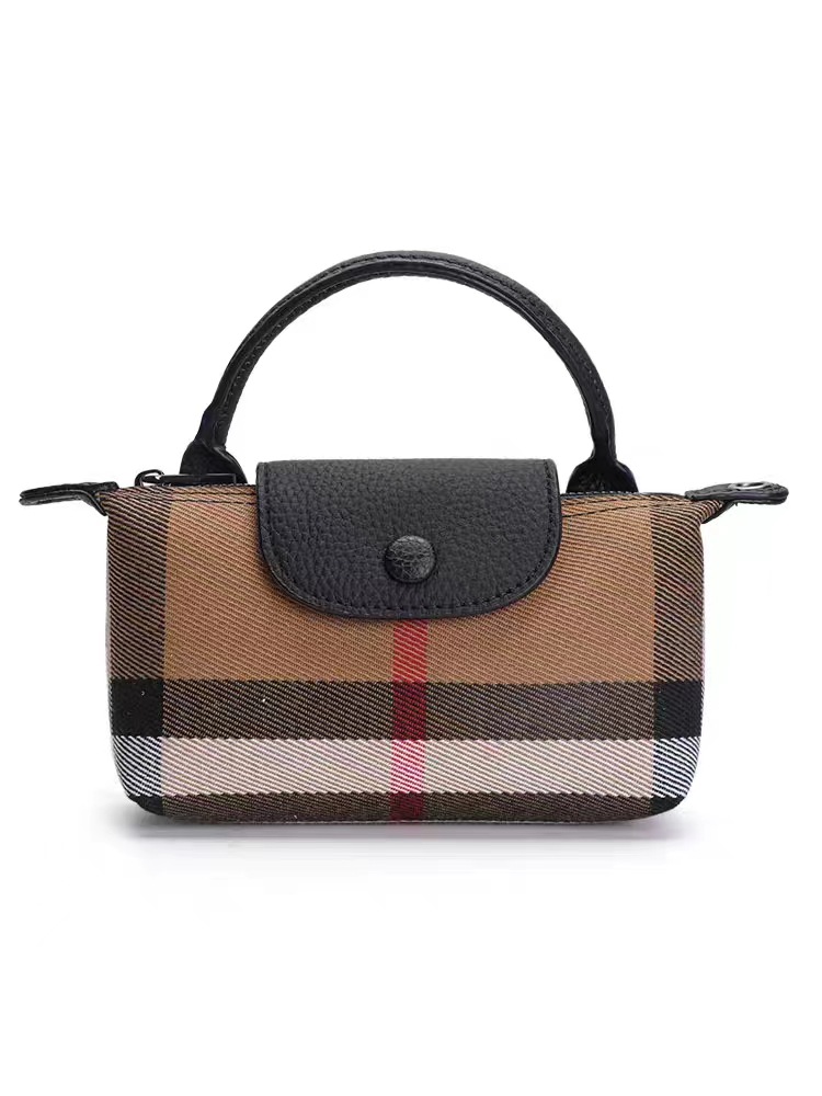 hot tote bag 2025 new Canvas checkered bag genuine leather handbag single - shoulder and cross - body bag high - end women's bag fashionable dump