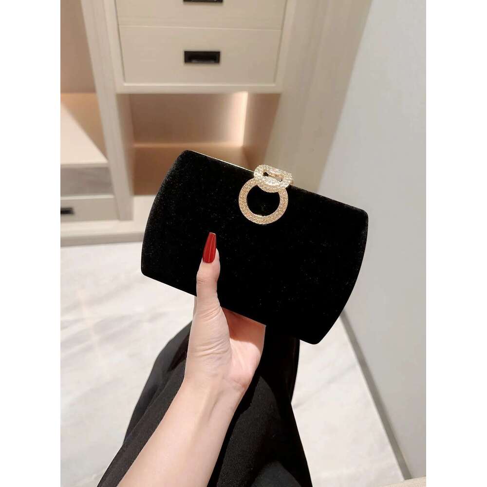 Dinner Bag Ladies Autumn Winter Veet Box Dinner Sparkly Rhinestone Decoration Banquet Clutch Evening Dress Prom Party Bag KQ
