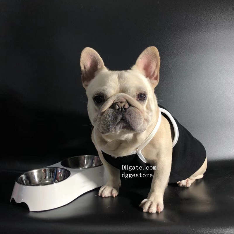 free shipping Designer Clothes Summer Apparel Cats Vest with ics Letters Cool Pet T Shirts Breathable Dog Outfit Soft Puppy Sweatshirt for French Bull