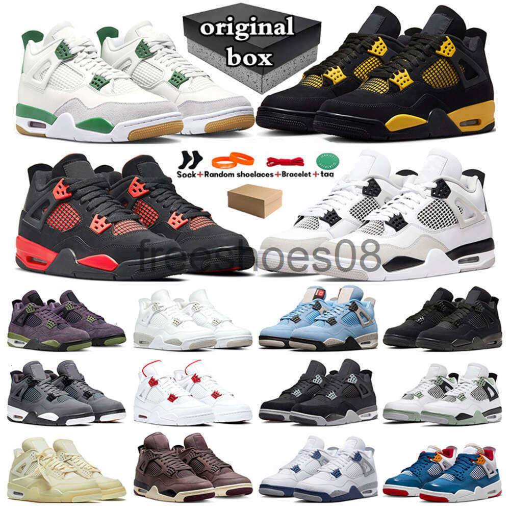 j4 with box 4 basketball shoes 4s Red Cement Military Black Cat Frozen Moments Pine Green Photon Dust Sail Midnight Navy men Thunder trainers size 36-47