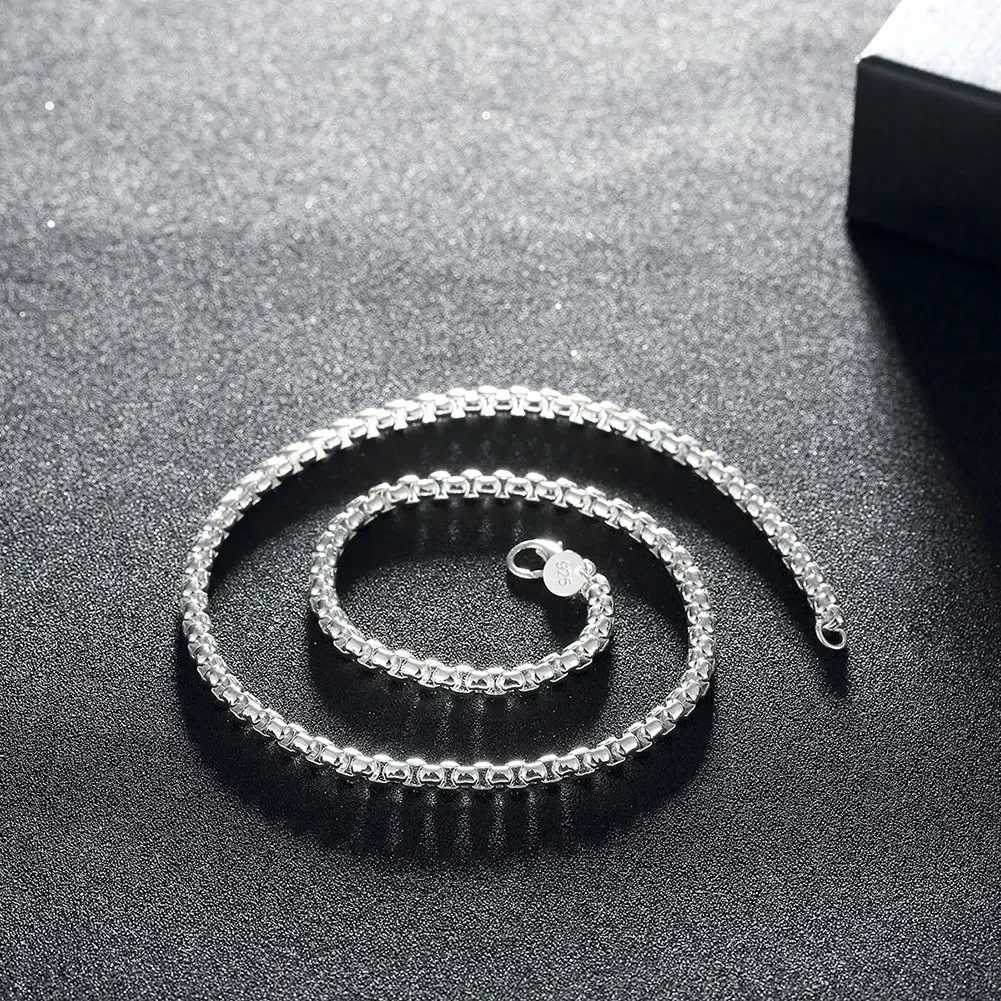 Wholesale 45-60cm 4MM Round Box Chain 925 Sterling Silver Necklaces for Men Woman Boy Fashion Jewelry Party Christmas GiftsXJ250510