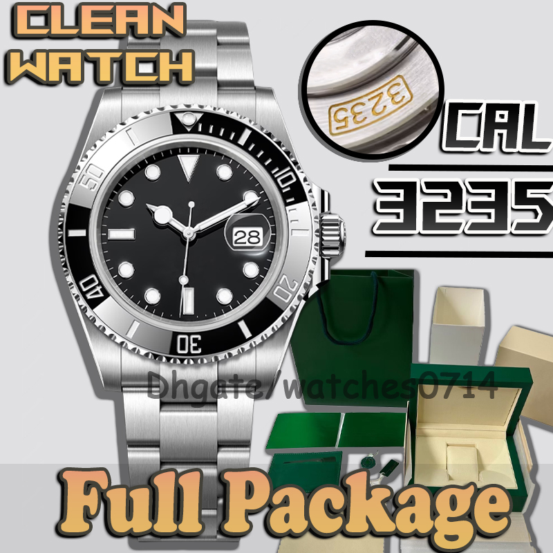 Clean Watch Mens Watch Designer Watches Men Top High Quality Clean Factory SUB Cal.3235 Movement Mechanical Watch 904L Sapphire Waterproof 100M Ceramic Ring Fedex
