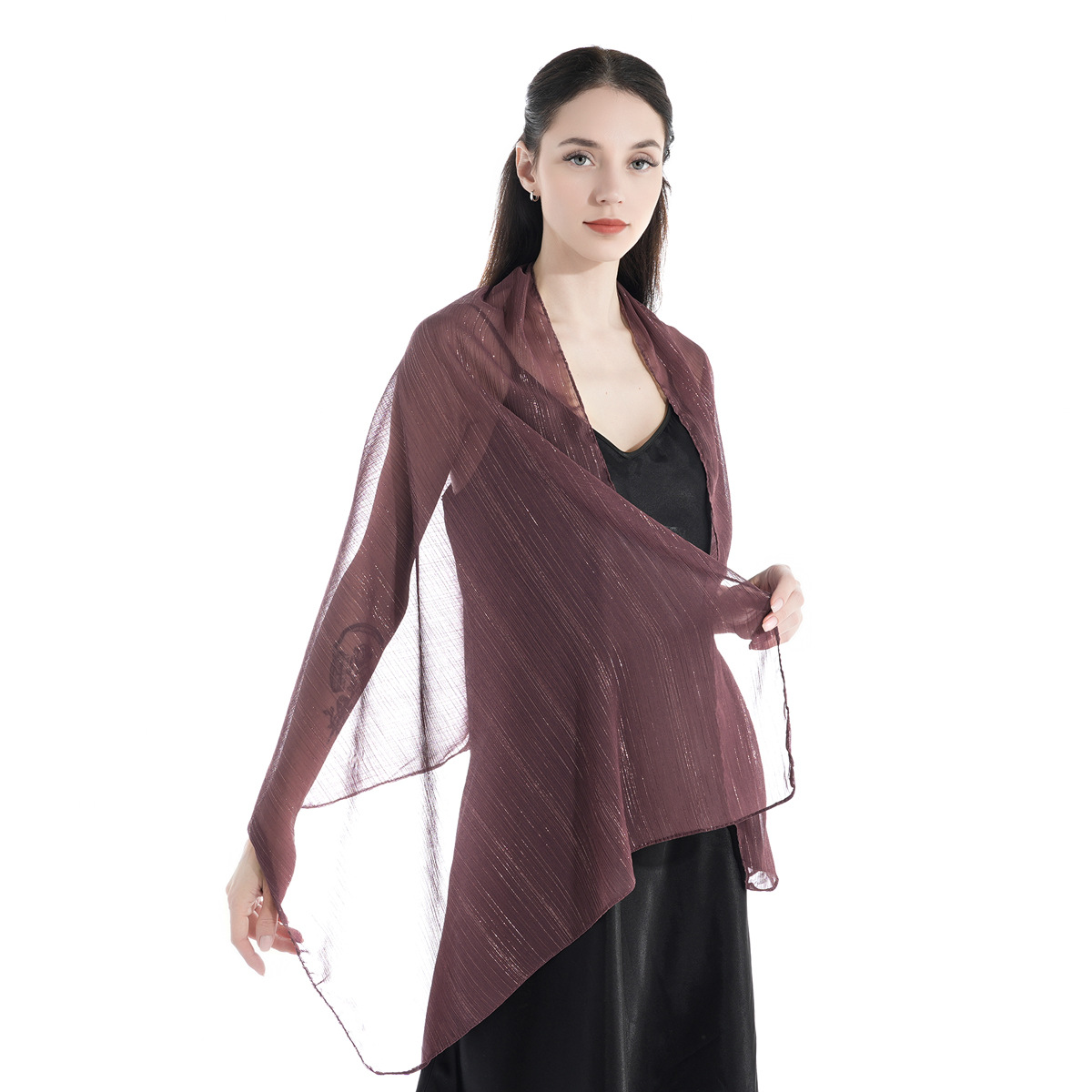 K676 Cross-border supply of new spring and summer gold silk fashion leisure shawl solid color temperament outer wear sunscreen ladies scarf spot