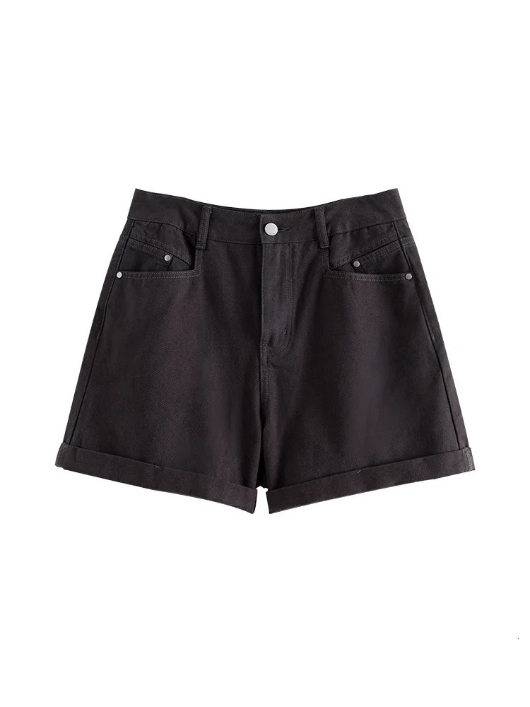 DUSHU Fashionable Dark Grey Summer Casual Versatile Women Denim Shorts 2024 Cleanfit For Female 24DS82690 250506Z