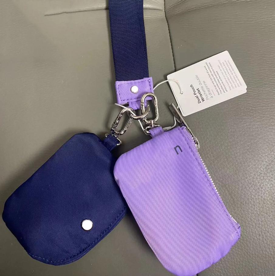 Yoga clutch keychain gym mini Designer purse with detachable zipper luluness lekey chain wristlet guard wallet portable pocket luluness Coin Card bag 