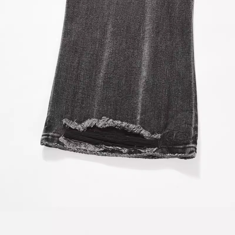 Trendy High Street Washed Outdated Wide Leg Jeans for Men, Personalized Loose, Perforated, Wear Out, Micro flared Pants