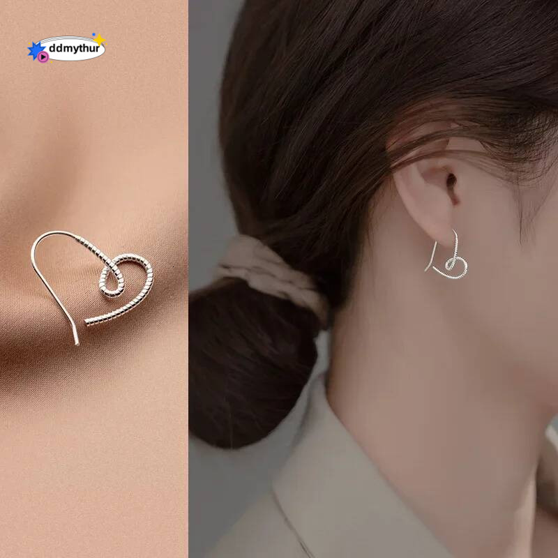 New Fashion Sier Color Simple Hollow Cute Heart Stud for Women Girls Hypoallergenic Earrings Teen Jewelry Gifts ddmythur