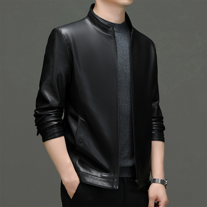 Men's Spring-Autumn Leisure Leather Jacket - Business Ready with PU Material