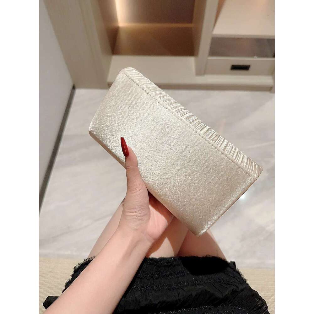 Dinner Bag Women S Elegant Satin Evening Bag Pleated Wedding Purse Formal Tote Party Prom Clutch With Rhinestones For Wedding Bride KQ