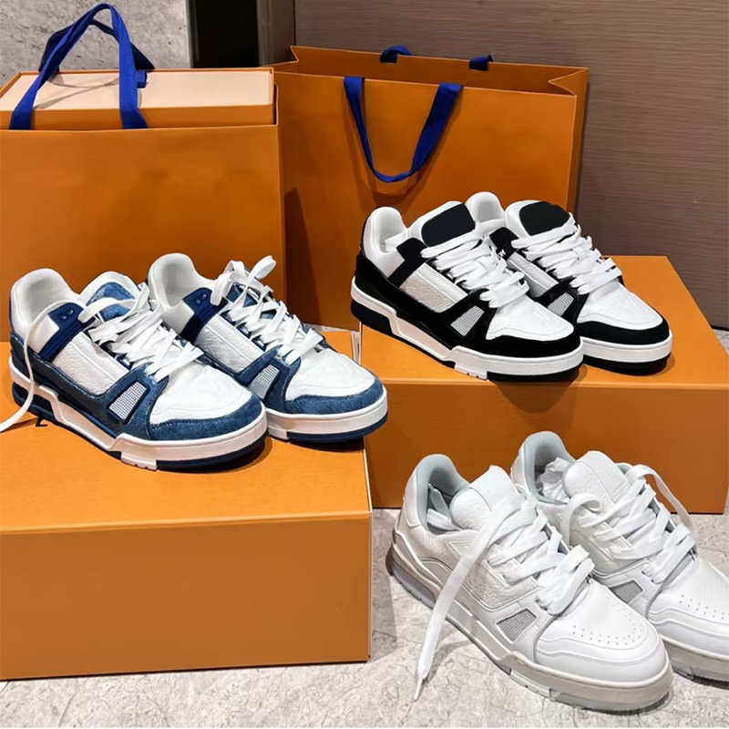 Designer shoes Embossed Sneaker white black sky blue abloh green denim pink red luxurys Virgil mens casual sneakers trainers