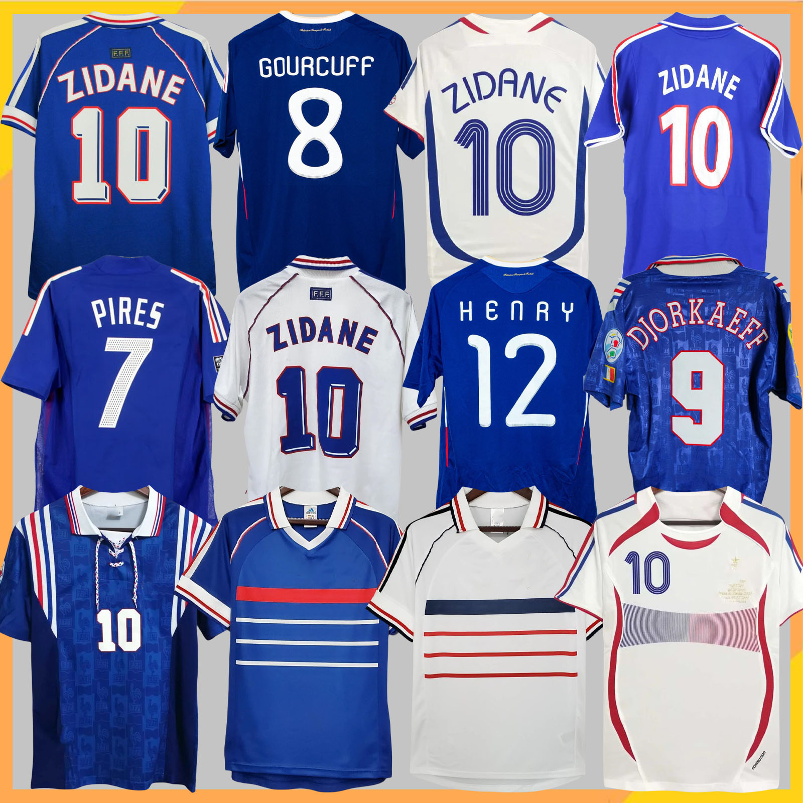 1998 French Club retro soccer jerseys 1982 84 86 88 90 96 98 00 02 06 18 ZIDANE HENRY MAILLOT DE FOOT football shirt REZEGUET DESAILLY Classic Vintage kit Francia Franc 88