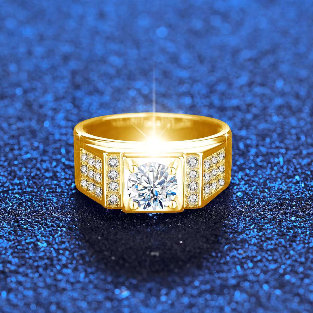 Luxury Man Rings Engagement Wedding 925 Sterling Silver 1 Ct Moissanite Diamond Bague Homme