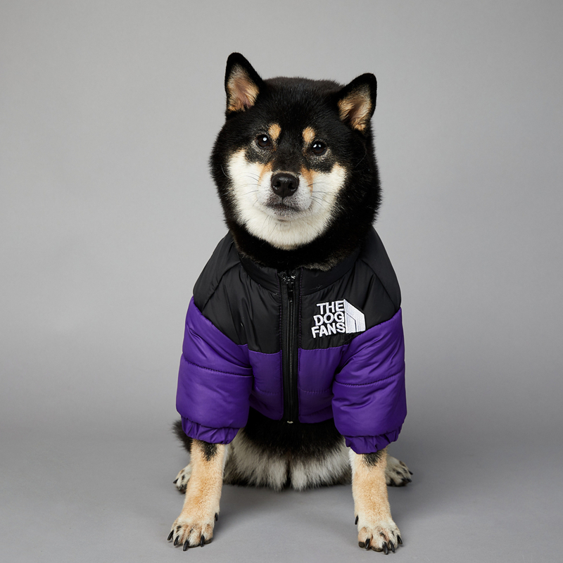 Dog Winter Coat Jacket, 'THE DOG FANS' Embroidery Pattern Dog Clothes with Zipper, Waterproof Windproof Warm Coat, Cold Weather Clothes for 