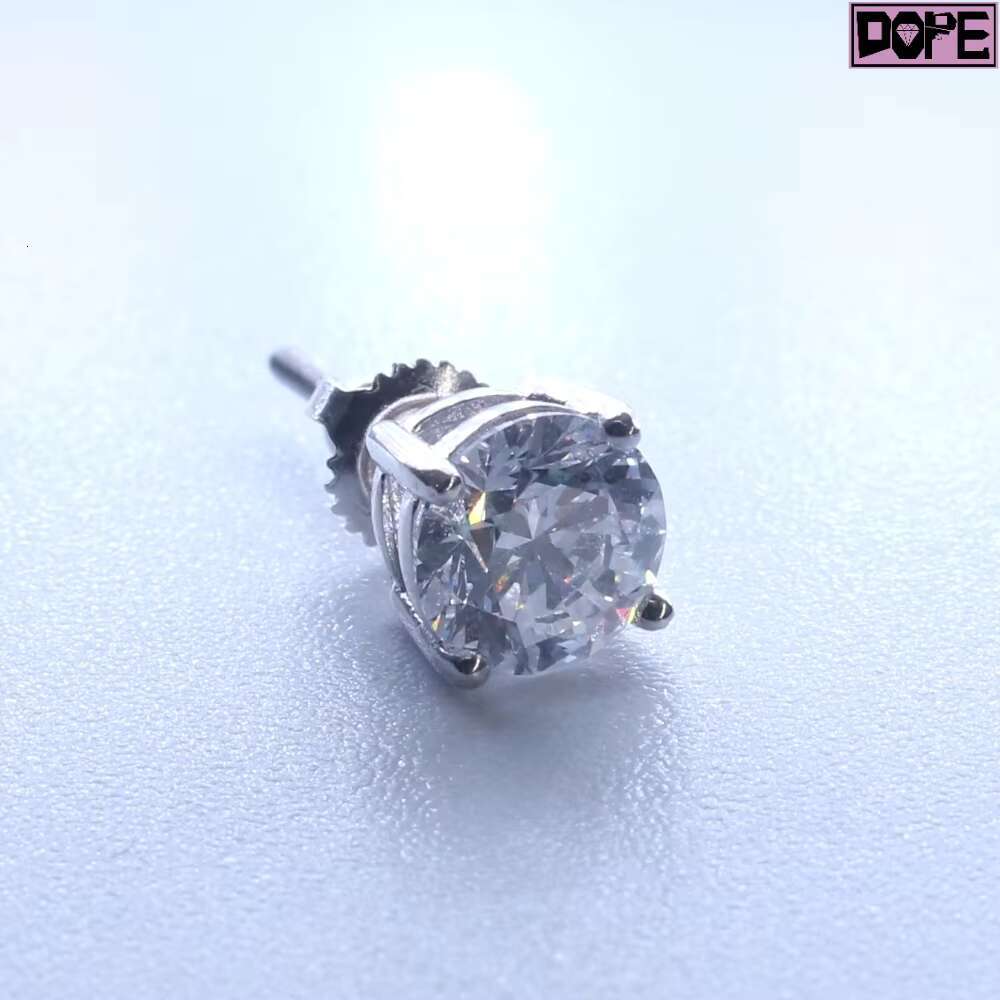5mm 6mm 7mm Customized Moisssanite Earring Solid 14k White Gold VVS Moissanite Stud Earrings