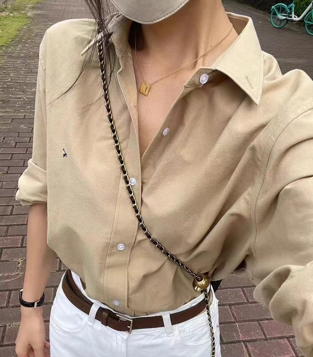 Women's T-shirt designer T-shirt women's polo shirt women's embroidered shirt women's loose Korean style simple shirt fashionable long sleeved top Womens T-shirt