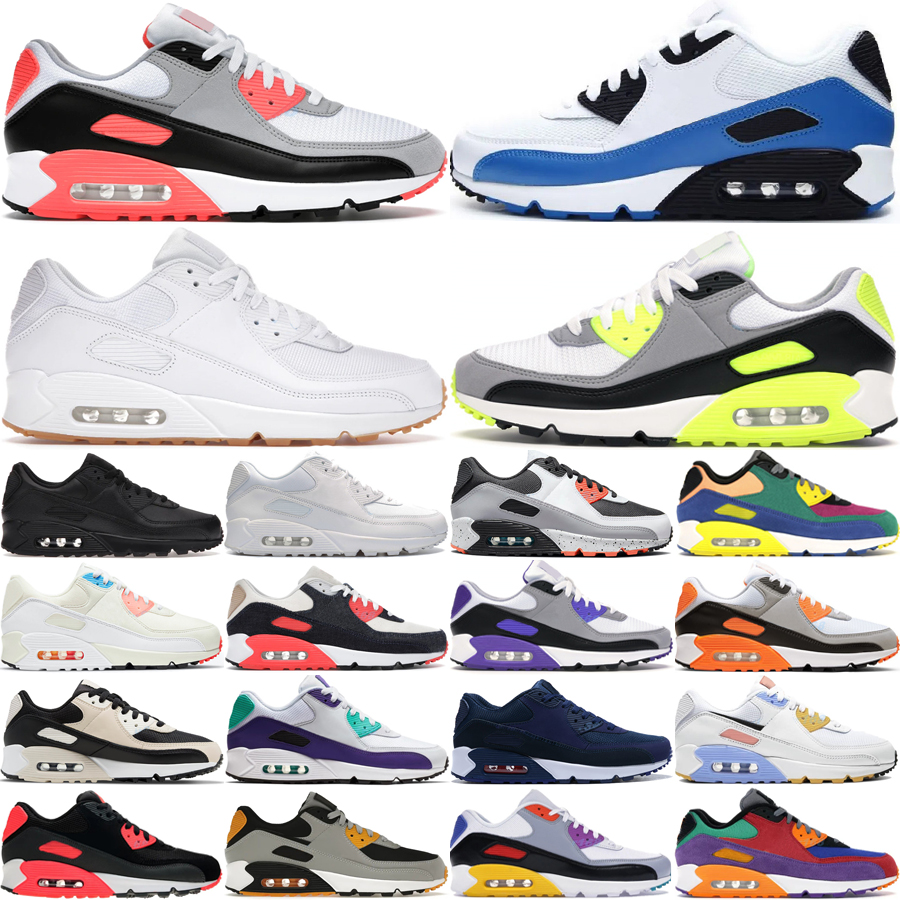 Men Women Sneakers Classic 90s Running Shoes Leather Designer Sports Triple Black White Reverse Laser Blue Infrared City Pack Outdoor Trainers Size 36-45