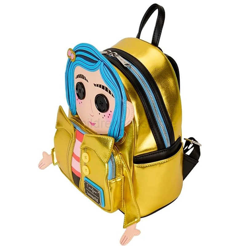 Disney Laika Backpack Coraline Cat Cosplay Womens Double Strap Shoulder Bag Fashion Anime Cartoon School Bag Kids Gift W20250510