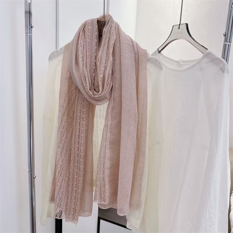 T671 linen cotton and linen thin scarf fashionable women's outer shawl early spring and summer western-style solid color silk scarf