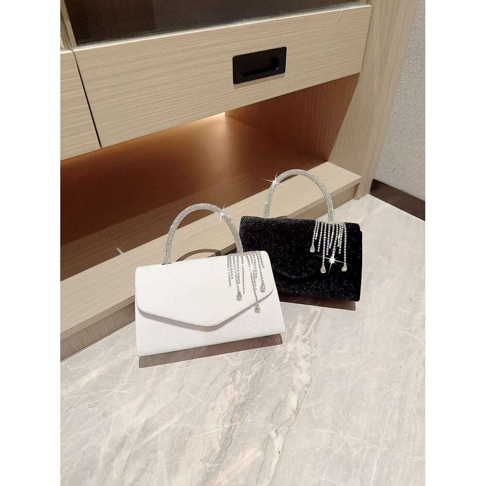 Dinner Bag Lady Autumn Winter Vintage Veet Flap Evening Dress Tassel Banquet Prom Party Tote Chain Bridal Bag Tail Handbag KQ