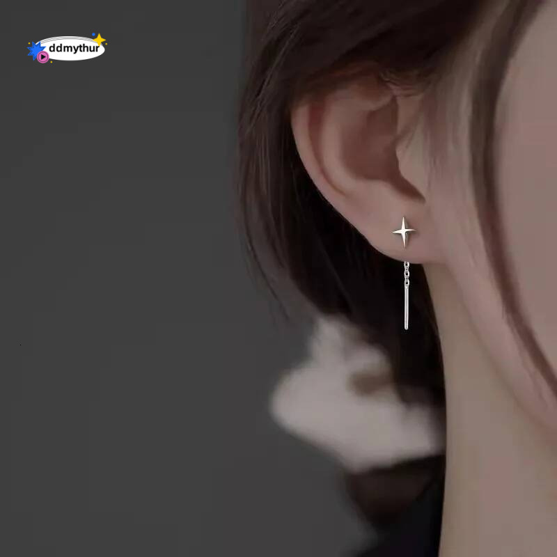 Ventfille Sterling Sier Star Earring for Women Girl Simple Tassels Chain Fashion Office Jewelry Gift Dropshipping ddmythur