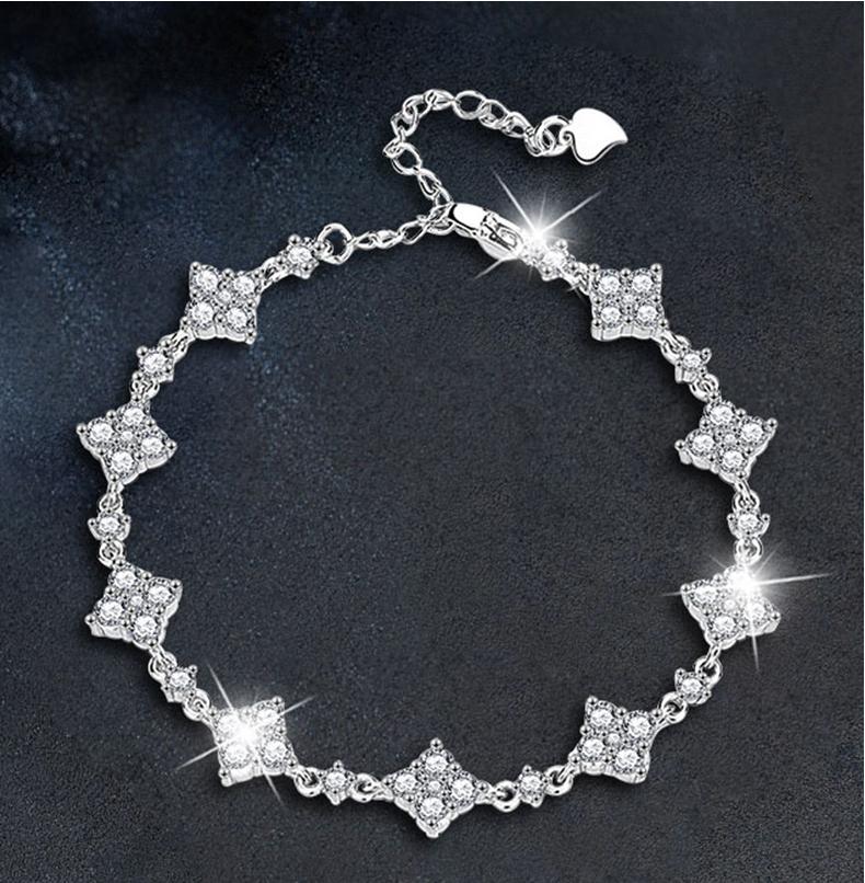 S925 Sterling Silver Moissanite Four-Leaf Clover Bracelet for Women, Adjustable, Unique High-End Design
