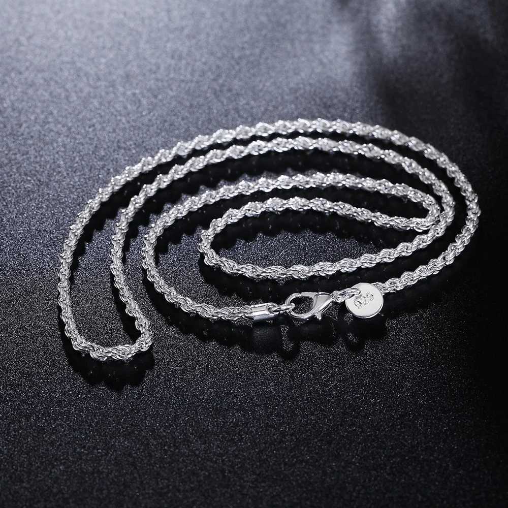 Hot new 925 Sterling Silver Beautifully 3MM twisted rope chain 16/18/20/22/24 Inch Necklace for Women Fashion Jewelry party GiftXJ250510