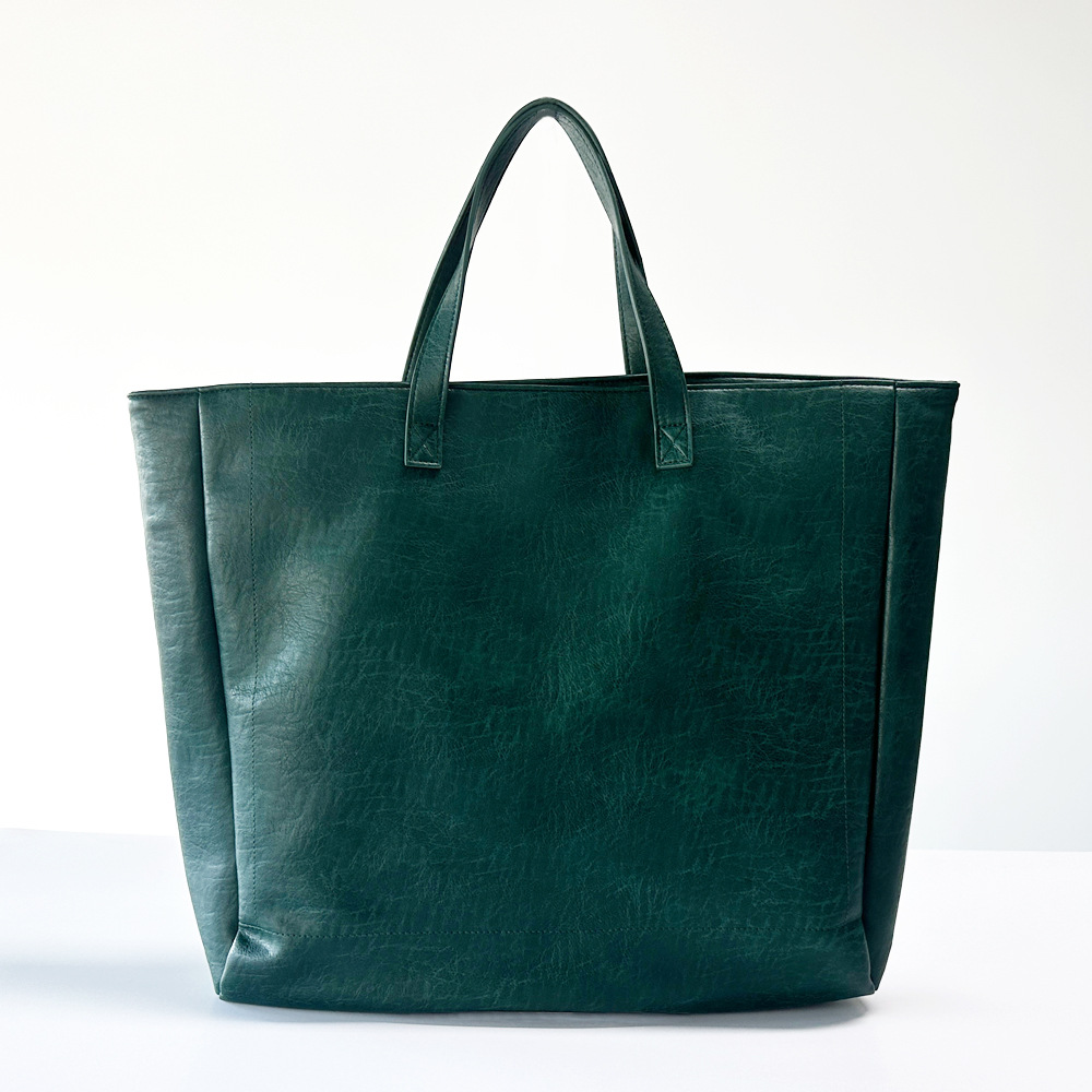 Leather simple large capacity bag, women's fashionable versatile casual shoulder bag, student commuting tote handbag