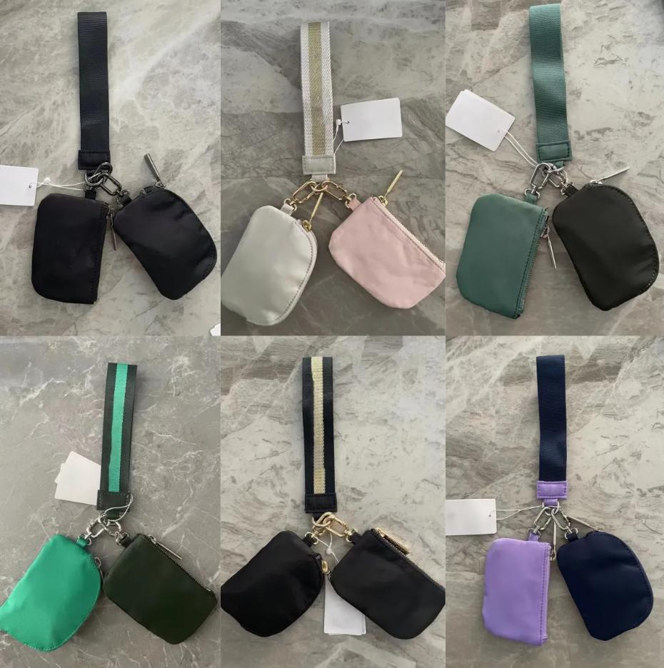 Party Favor Designer Yoga Bags Dual Pouch Mini Zip Around Wristlet Portable Key chain Wallet bag Coin Purse Pockets Wholesale 0510