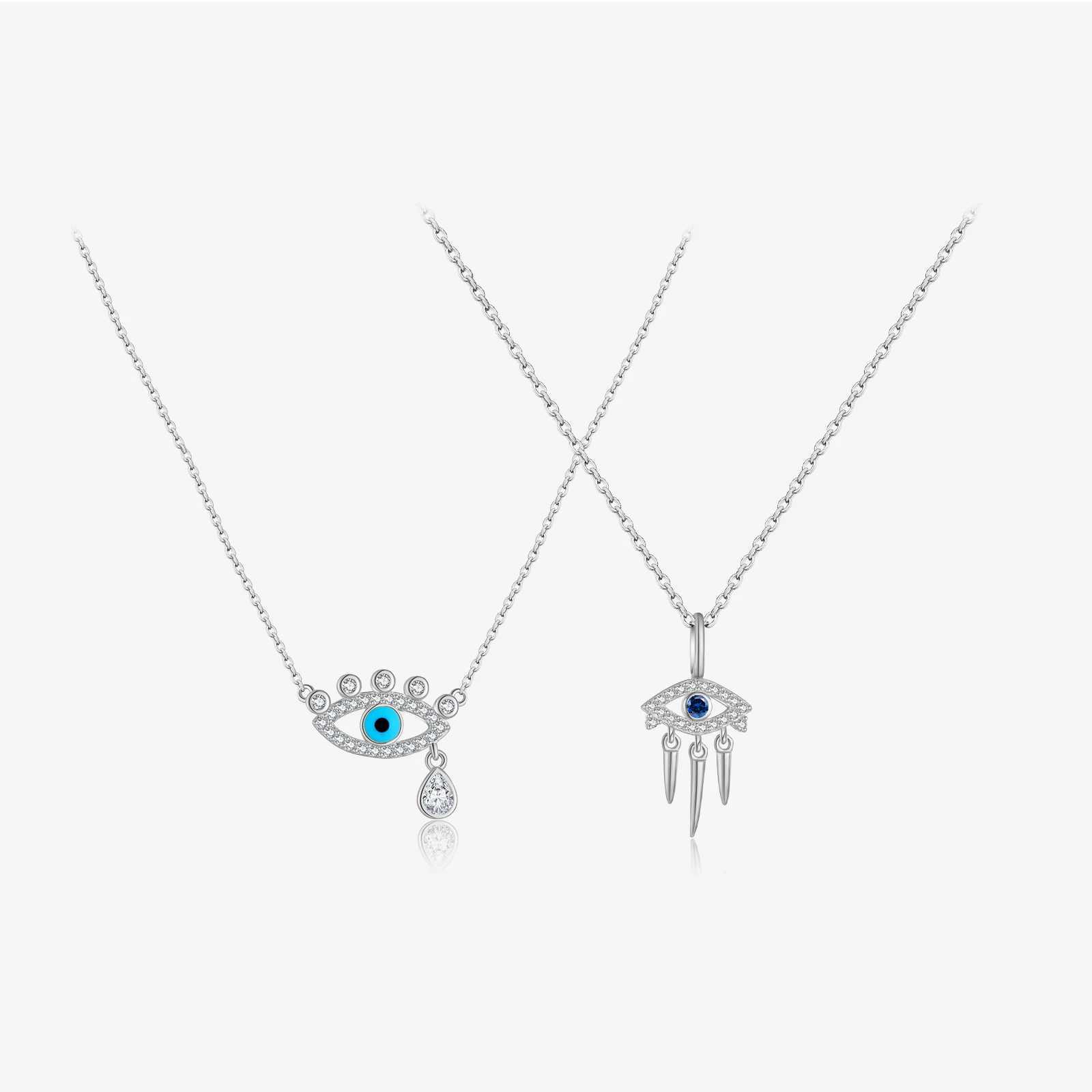 VEWANT Women 925 Sterling Silver Blue Zircon CZ Devils Eyes Charm Long Necklace Luxury 2024 Dainty Gift Birtay Fine JewelsXJ250510