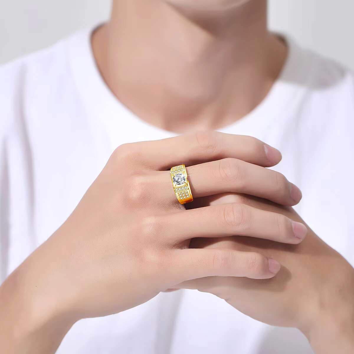 Luxury Man Rings Engagement Wedding 925 Sterling Silver 1 Ct Moissanite Diamond Bague Homme