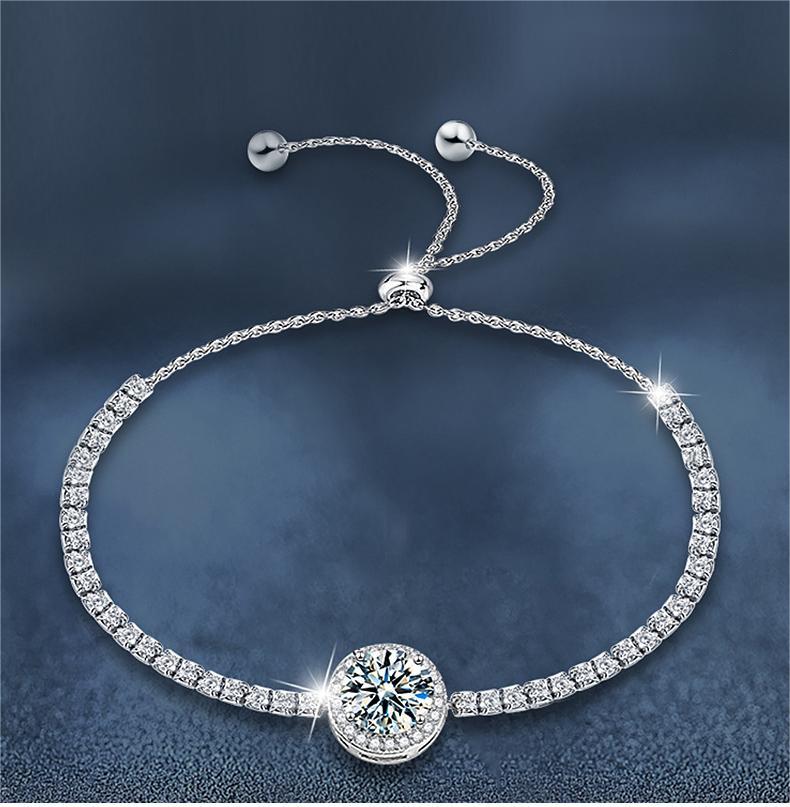 Minimalist Charm: Genuine Sterling Silver Moissanite Bangle Perfectly Adaptable