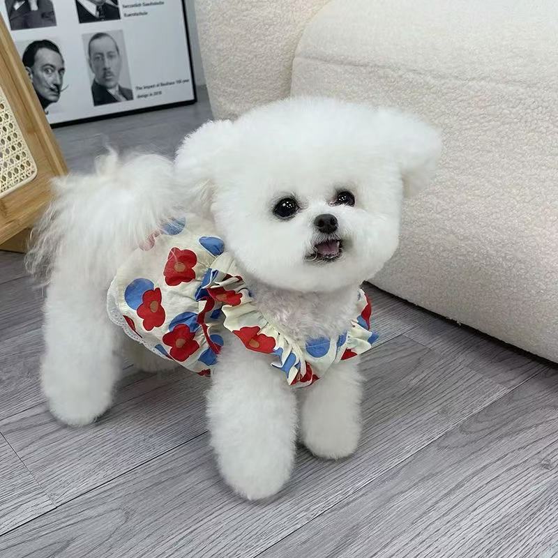 T00179 Dog Skirt Puppy Summer Spring and Autumn Clothes Pet Small Dog Teddy Bichon Pomeranian Teacup Dog Cat Thin