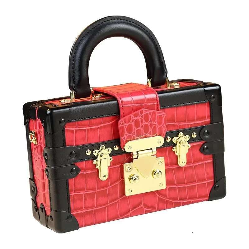 New High-end Feel Genuine Leather Handbag Women's Fashionable Lock Buckle Crossbody Bag Hard Style Shoulder Sling Pack