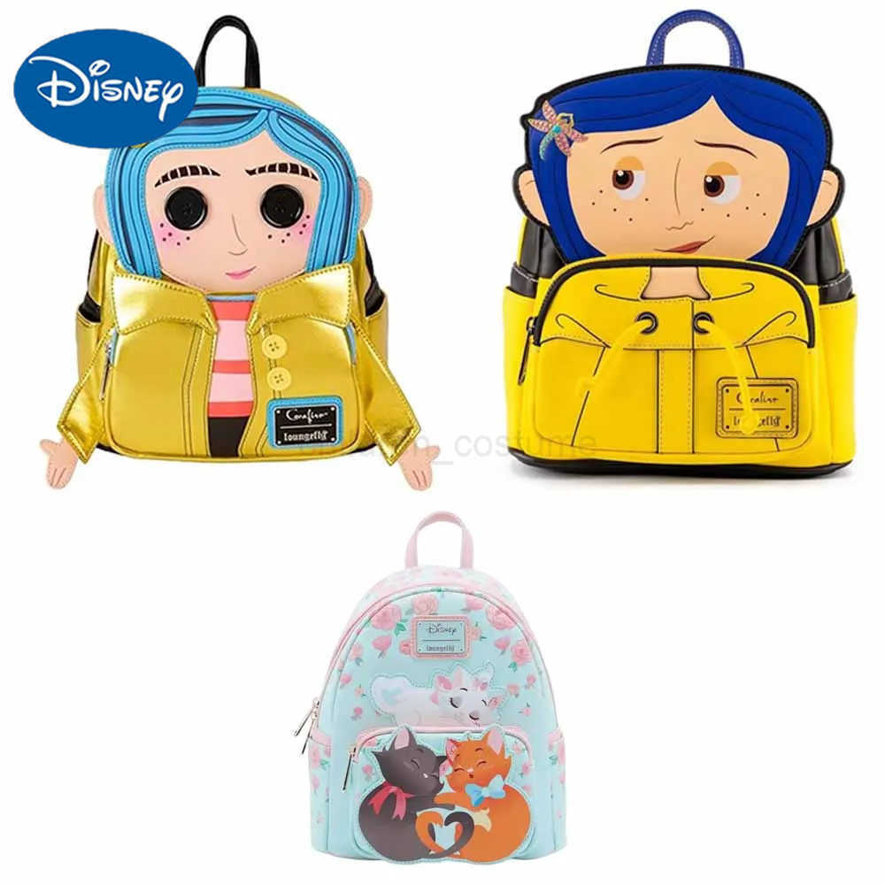 Disney Laika Backpack Coraline Cat Cosplay Womens Double Strap Shoulder Bag Fashion Anime Cartoon School Bag Kids Gift W20250510