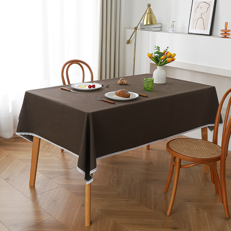 B333 tablecloth waterproof and oil-proof household high-grade coffee table solid color tablecloth lace rectangular tablecloth dirt-resistant and wear-
